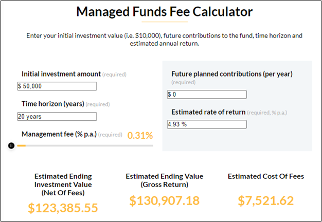 Compound interest - calculation on lower fee investment